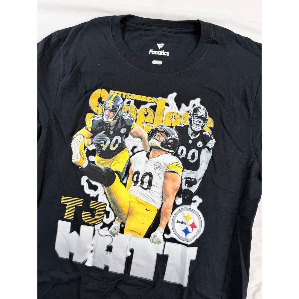 Fanatics T-Shirt Mens Small Black Pittsburgh Steelers TJ Watt NFL Graphic Tee